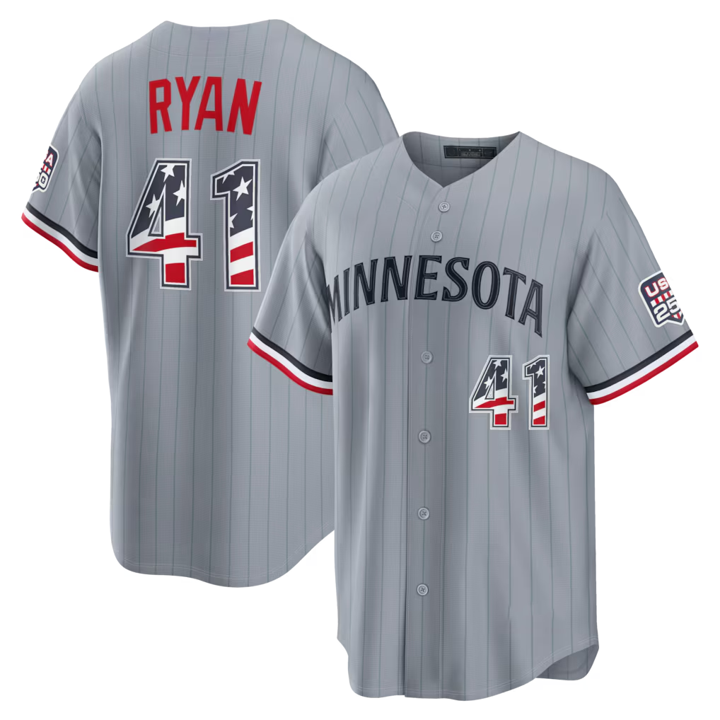 tocy M.Twins #41 Joe Ryan Gray USA 250 Fourth of July Road Stadium Jersey