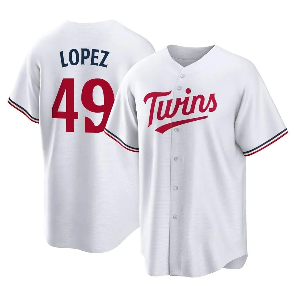tocy M.Twins #49 Pablo Lopez Player White Home Game Stitched Jerseys