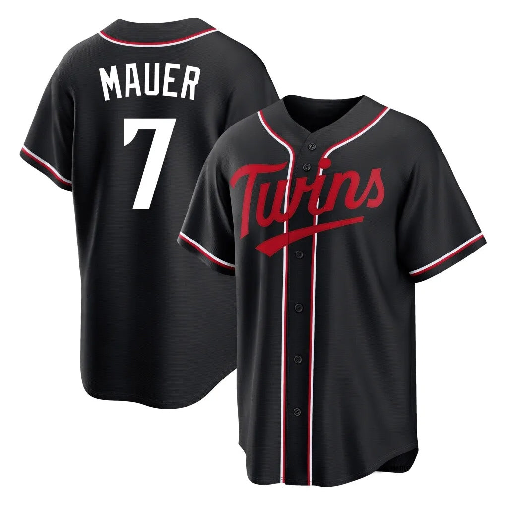 tocy M.Twins #7 Joe Mauer Player Black Fashion Out Home Limited Stitched Jerseys