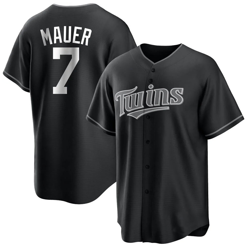 tocy M.Twins #7 Joe Mauer Player Black Home Game Stitched Jerseys