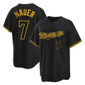 tocy M.Twins #7 Joe Mauer Player Black Snake Skin City Home Game Stitched Jerseys
