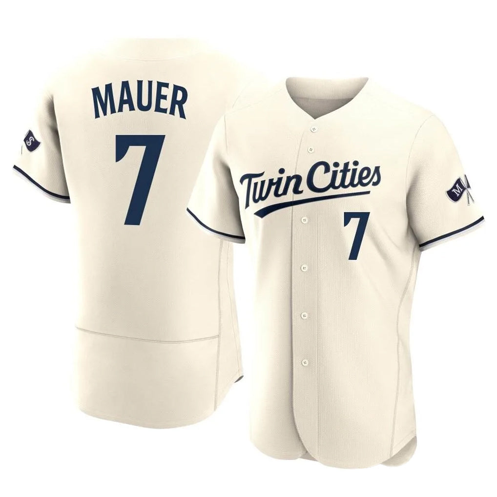 tocy M.Twins #7 Joe Mauer Player Cream Home Limited Elite Stitched Jerseys