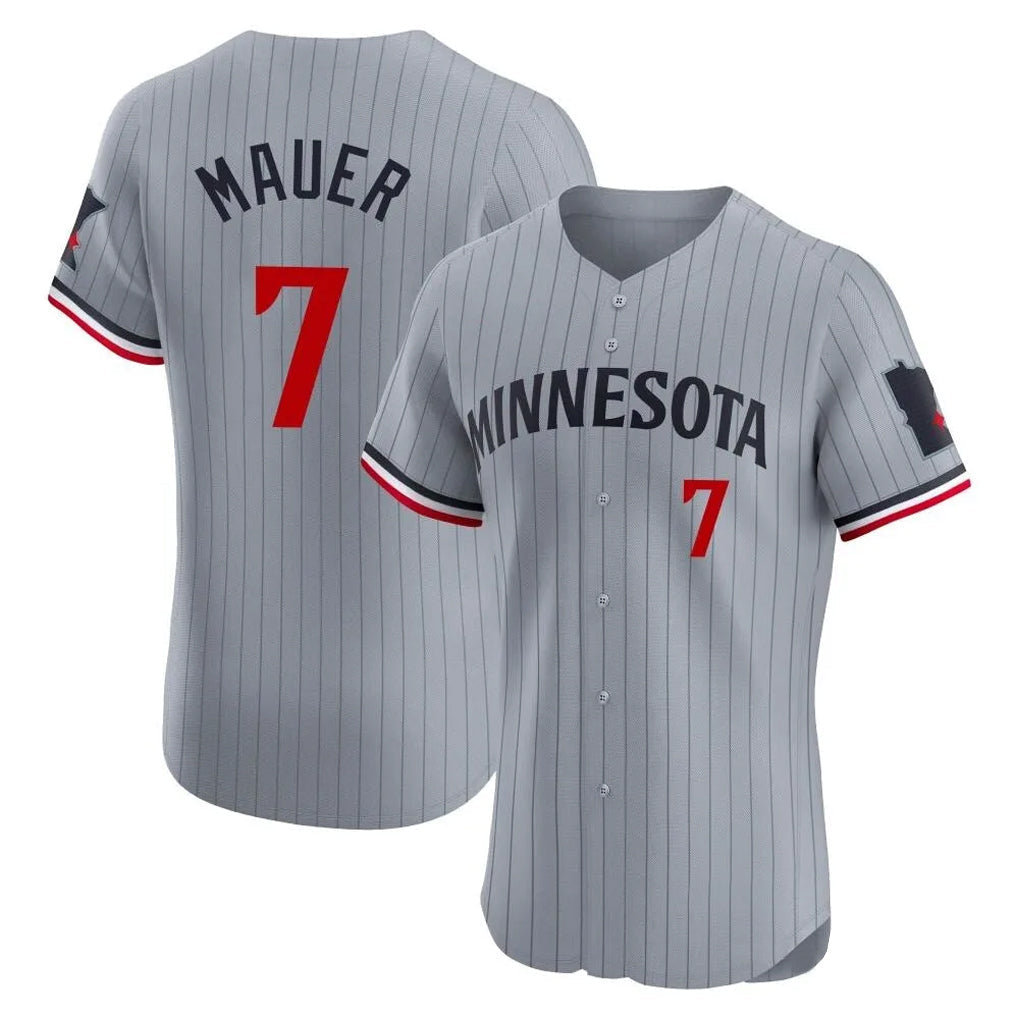 tocy M.Twins #7 Joe Mauer Player Gray Home Limited Elite Stitched Jerseys