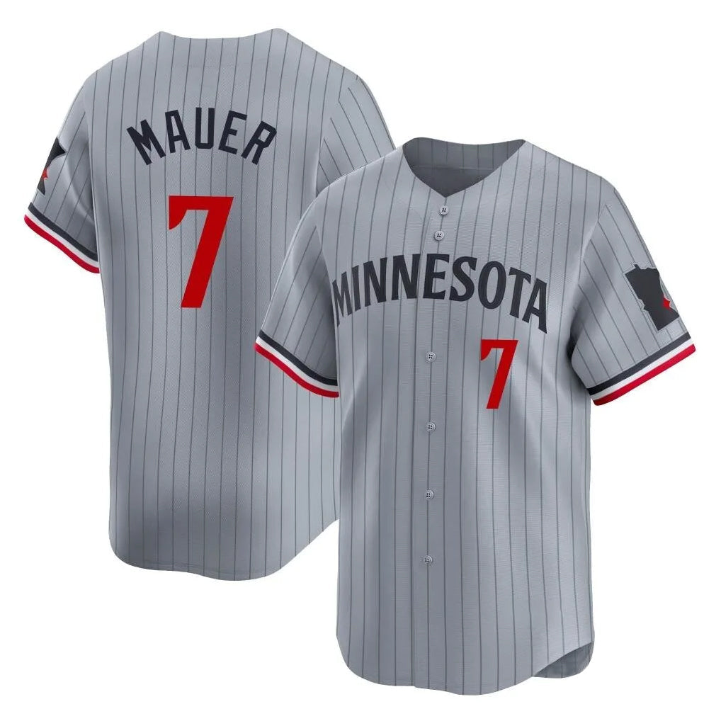 tocy M.Twins #7 Joe Mauer Player Gray Home Limited Stitched Jerseys