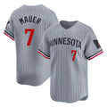 tocy M.Twins #7 Joe Mauer Player Gray Home Limited Stitched Jerseys