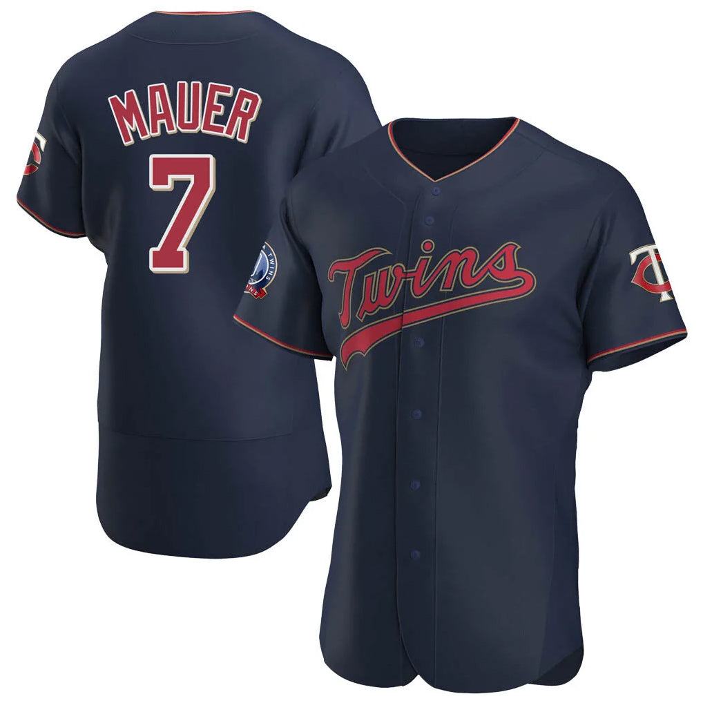 tocy M.Twins #7 Joe Mauer Player Navy 60th Home Limited Elite Stitched Jerseys