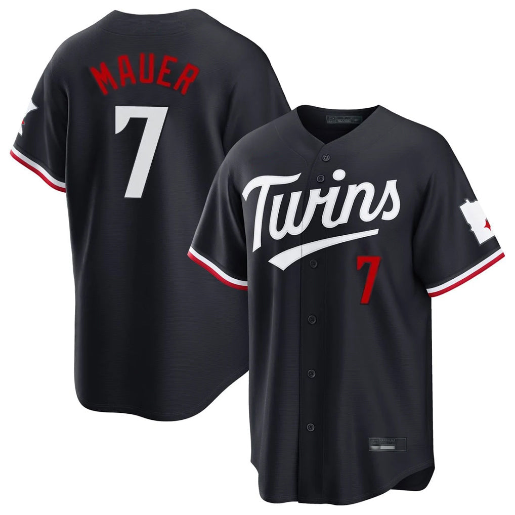 tocy M.Twins #7 Joe Mauer Player Navy Home Game Stitched Jerseys