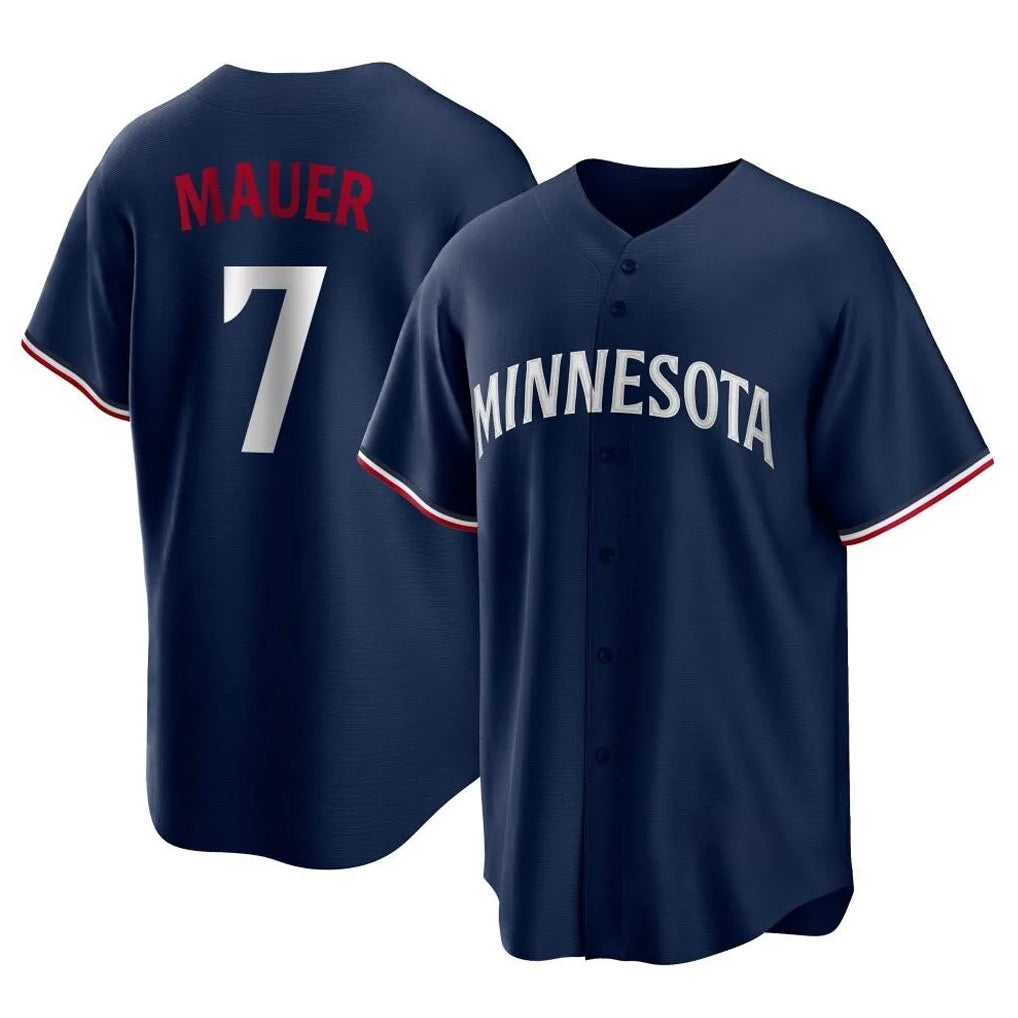 tocy M.Twins #7 Joe Mauer Player Navy Replica Alternate Home Stitched Jerseys