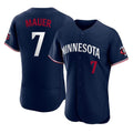 tocy M.Twins #7 Joe Mauer Player Navy Replica Home Limited Elite Stitched Jerseys