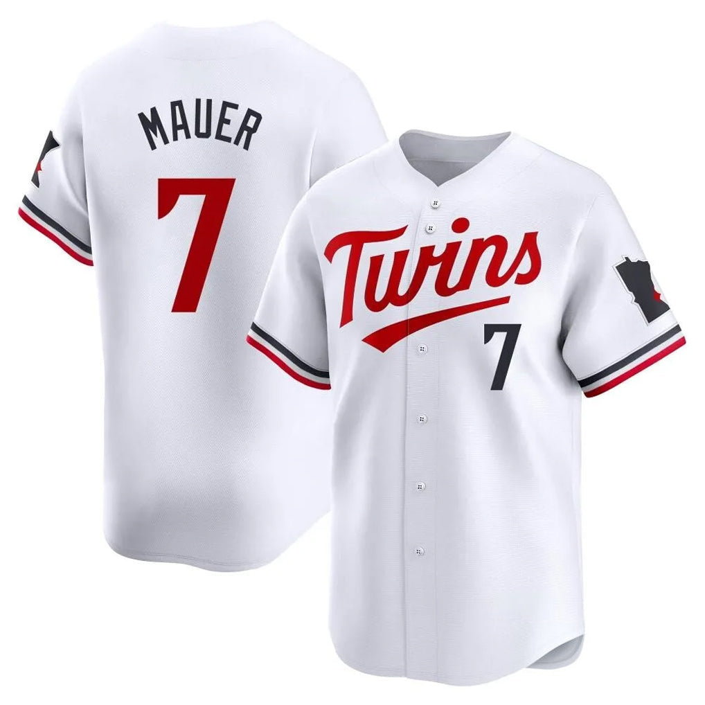 tocy M.Twins #7 Joe Mauer Player White Home Limited Stitched Jerseys