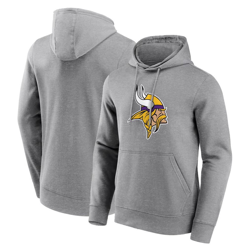 Tocy MN.Vikings Gray LOGO Pullover Hoodies Blank Player Home Game Stitched Jerseys