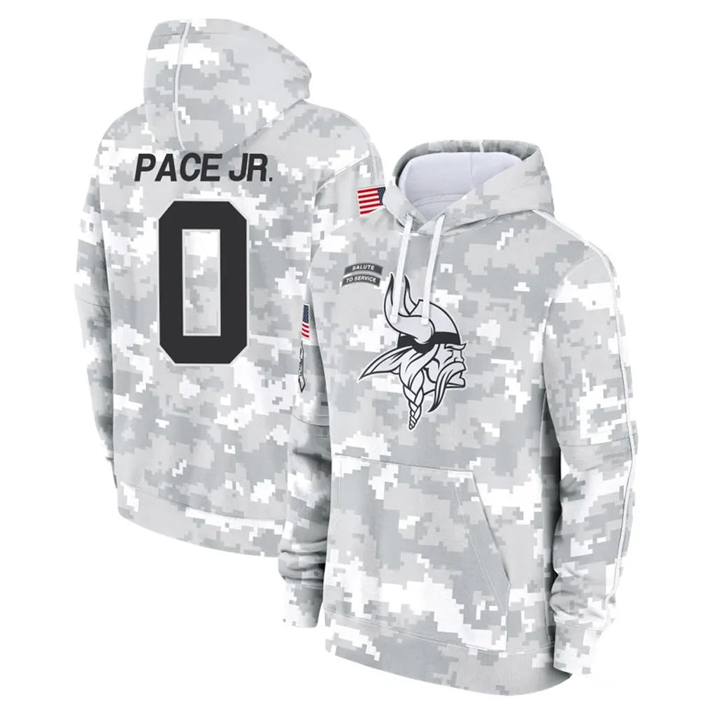 Tocy MN.Vikings #0 Ivan Pace Jr. Player Arctic Camo Salute to Service Pullover Hoodies Limited Game Stitched Jerseys