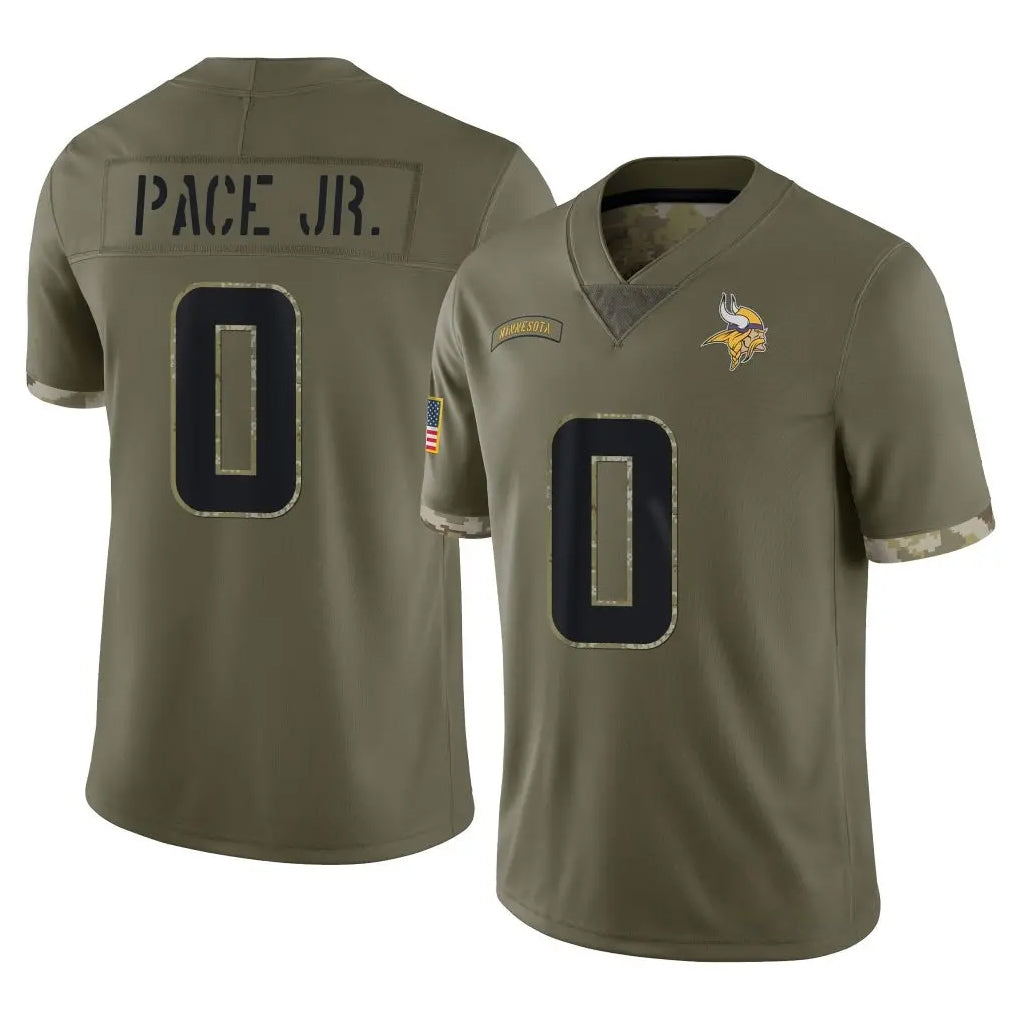 Tocy MN.Vikings #0 Ivan Pace Jr. Player Olive Salute To Service Limited Stitched Jerseys