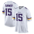 Tocy MN.Vikings #15 Dallas Turner Player White Home Game Stitched Jerseys