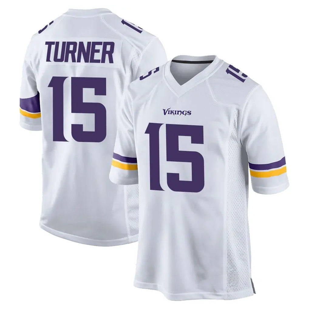 Tocy MN.Vikings #15 Dallas Turner Player White Home Game Stitched Jerseys