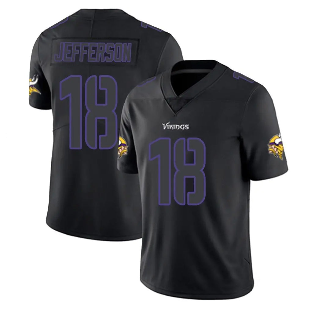 Tocy MN.Vikings #18 Justin Jefferson Player Black Impact LImited Home Game Stitched Jerseys