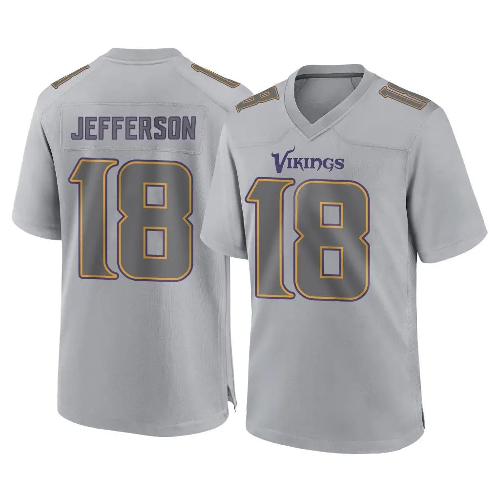Tocy MN.Vikings #18 Justin Jefferson Player Gray Atmosphere Fashion Home Game Stitched Jerseys