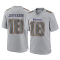 Tocy MN.Vikings #18 Justin Jefferson Player Gray Atmosphere Fashion Home Game Stitched Jerseys