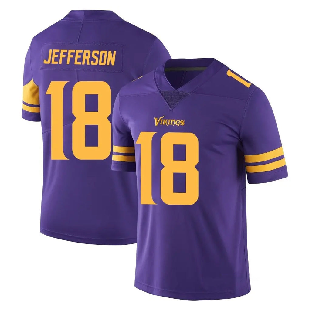Tocy MN.Vikings #18 Justin Jefferson Player Purple Limited Color Rush Home Game Stitched Jerseys