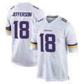 Tocy MN.Vikings #18 Justin Jefferson Player White Home Game Stitched Jerseys