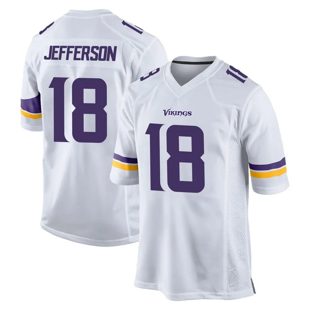 Tocy MN.Vikings #18 Justin Jefferson Player White Home Game Stitched Jerseys