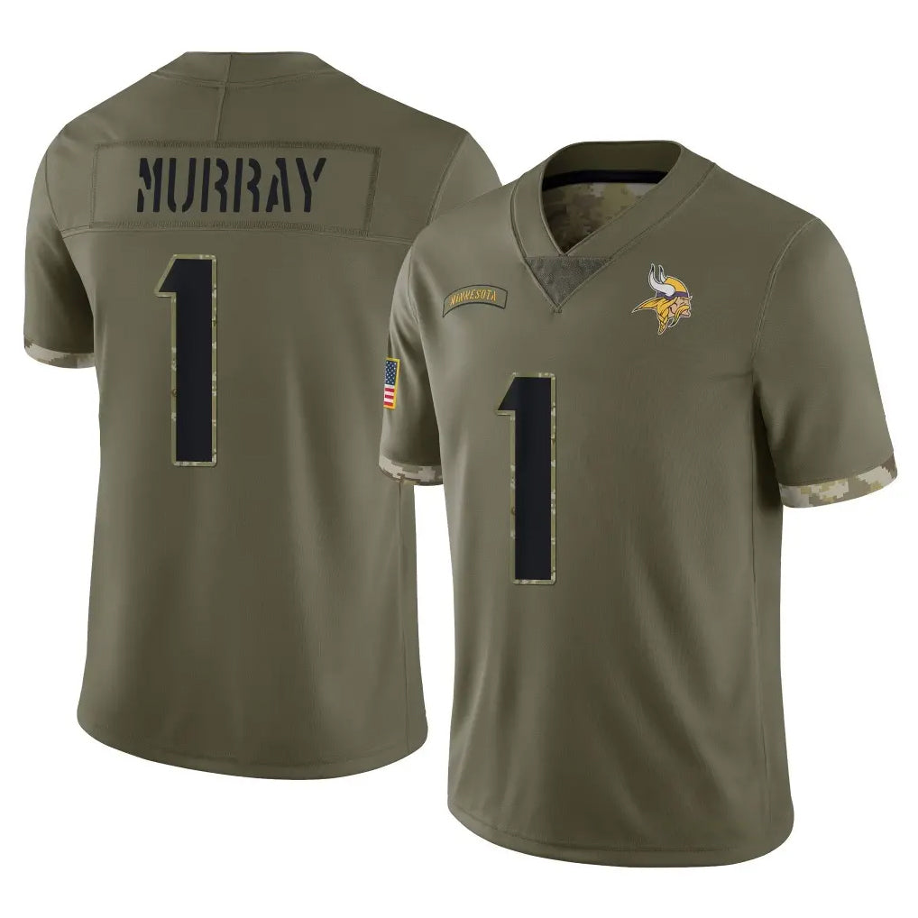 Tocy MN.Vikings #1 Kyler Murray Player Olive Salute To Service Limited Stitched Jerseys