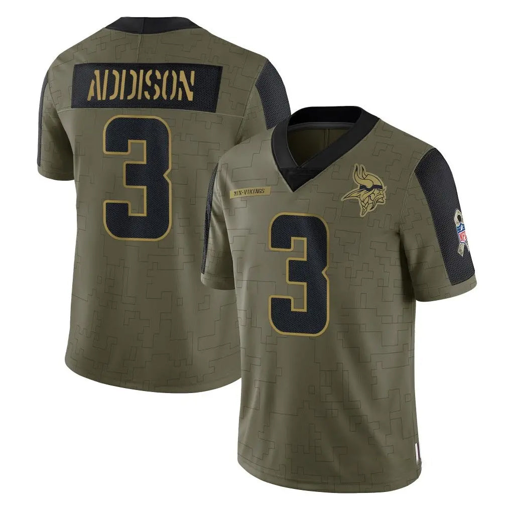 Tocy MN.Vikings #3 Jordan Addison Player Olive Salute To Service Limited Game Stitched Jerseys
