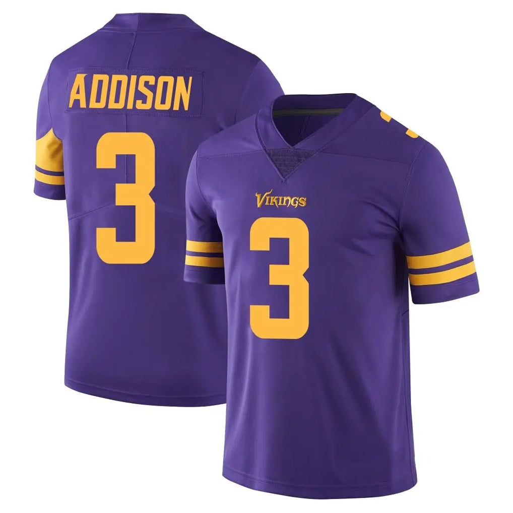 Tocy MN.Vikings #3 Jordan Addison Player Purple Limited Color Rush Home Game Stitched Jerseys