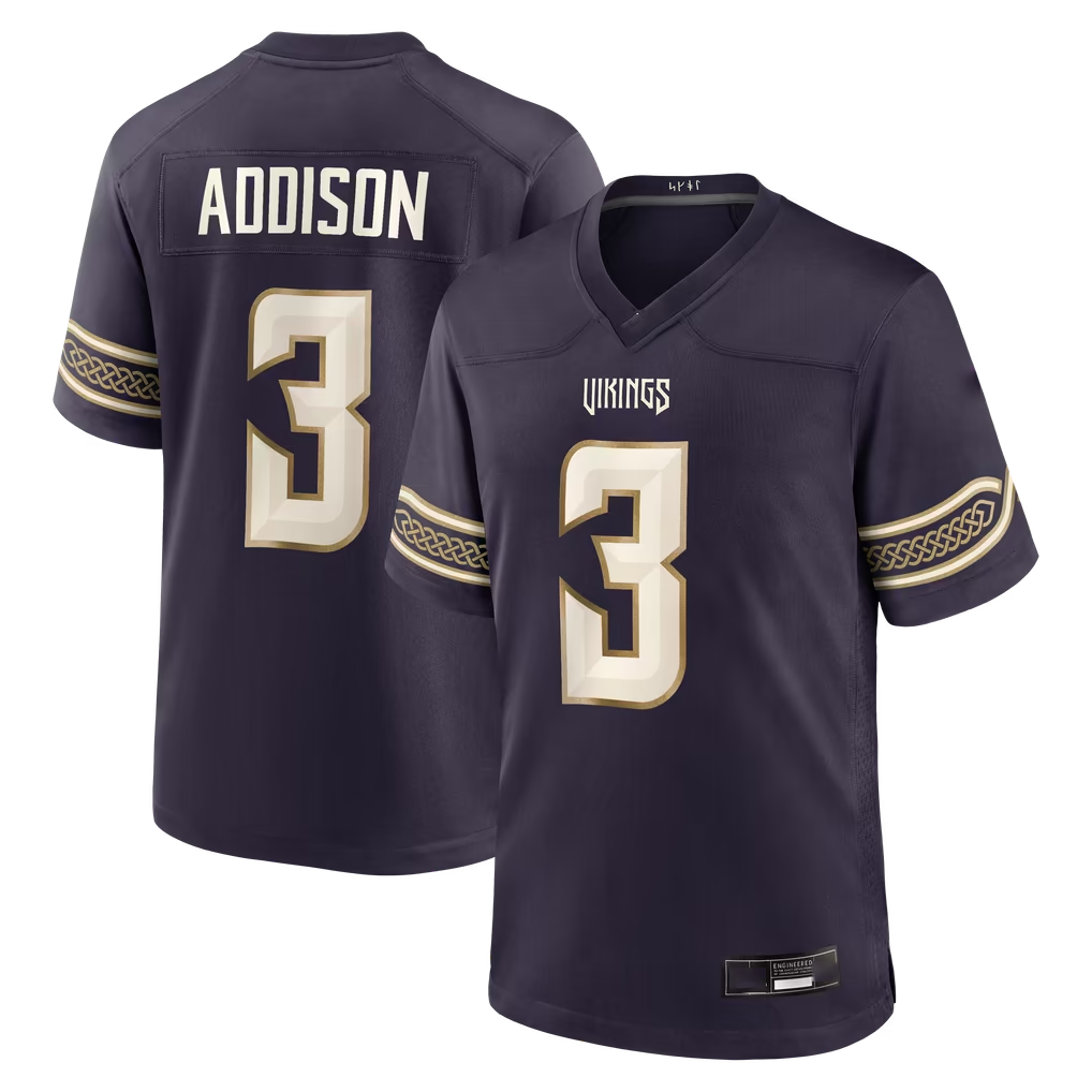 Tocy MN.Vikings #3 Jordan Addison Purple 2026 Rivalries Collection Game Stitched Jerseys