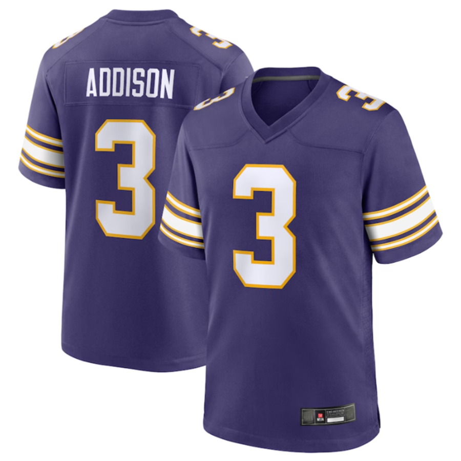 tocy MN.Vikings #3 Jordan Addison Purple Classic Player Game American Stitched Jerseys