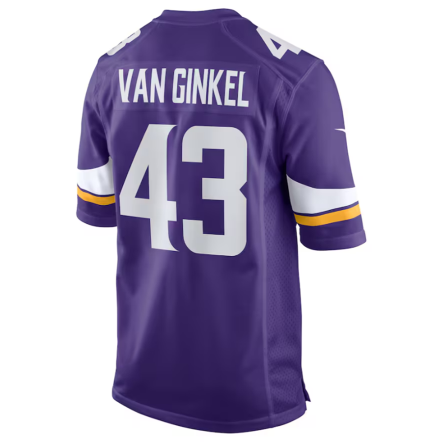 tocy MN.Vikings #43 Andrew Van Ginkel Purple Team Game Jersey Stitched American Stitched Jerseys