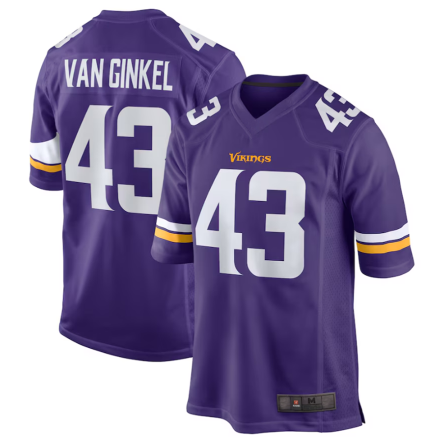 tocy MN.Vikings #43 Andrew Van Ginkel Purple Team Game Jersey Stitched American Stitched Jersey