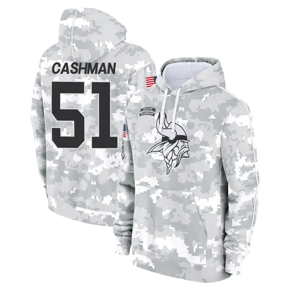 Tocy MN.Vikings #51 Blake Cashman Player Arctic Camo Salute to Service Pullover Hoodies Limited Game Stitched Jerseys