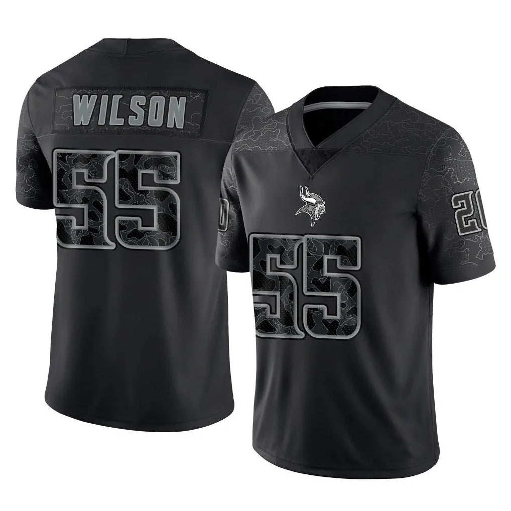 Tocy MN.Vikings #55 Eric Wilson Player Black Reflective LImited Home Game Stitched Jerseys