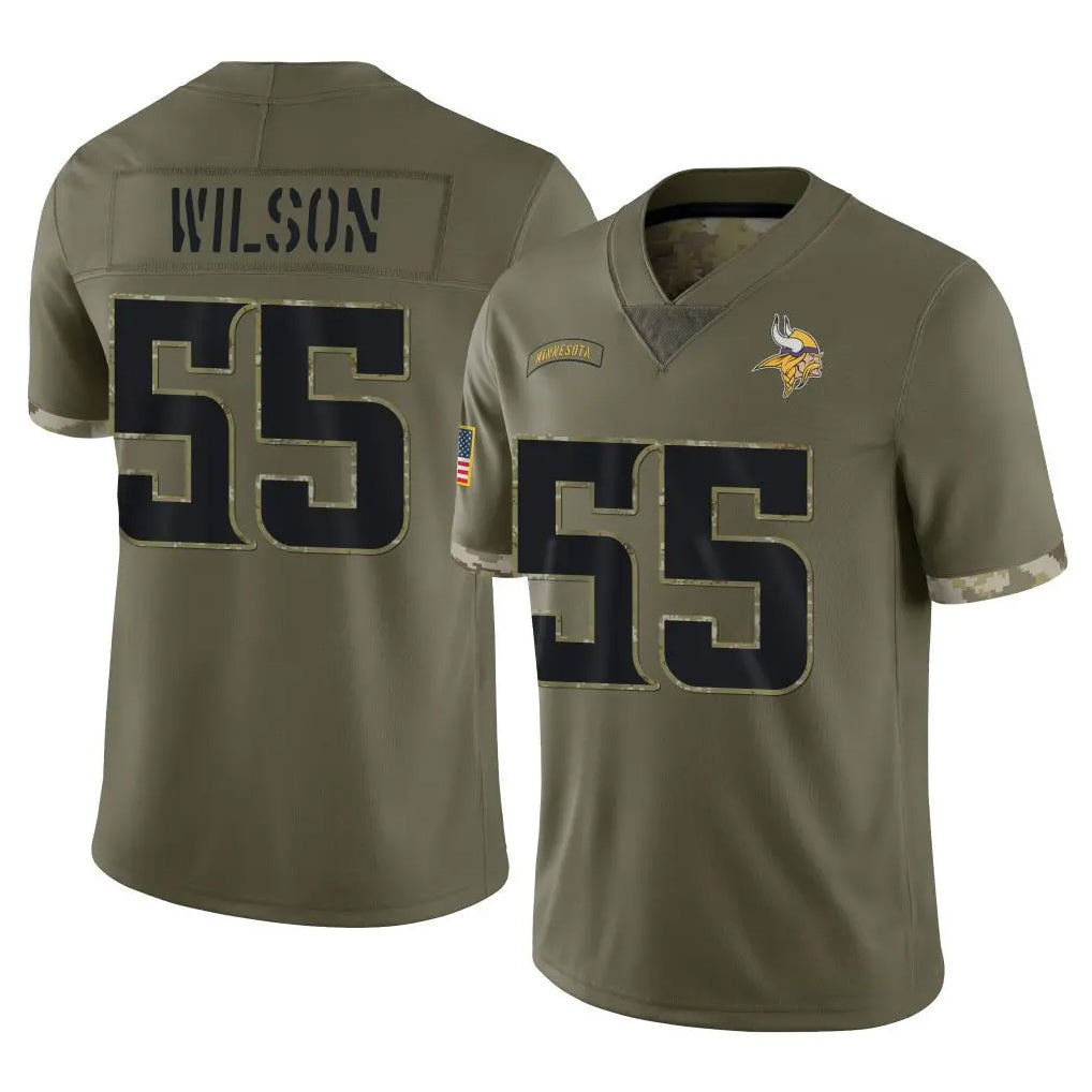 Tocy MN.Vikings #55 Eric Wilson Player Olive Salute To Service Limited Stitched Jerseys