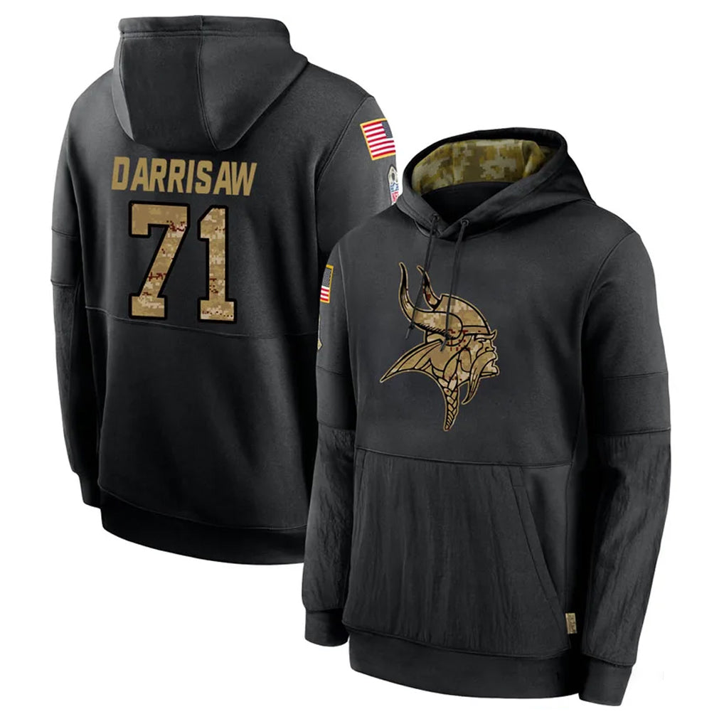 Tocy MN.Vikings #71 Christian Darrisaw Player Black Salute to Service Hoodies Limited Game Stitched Jerseys