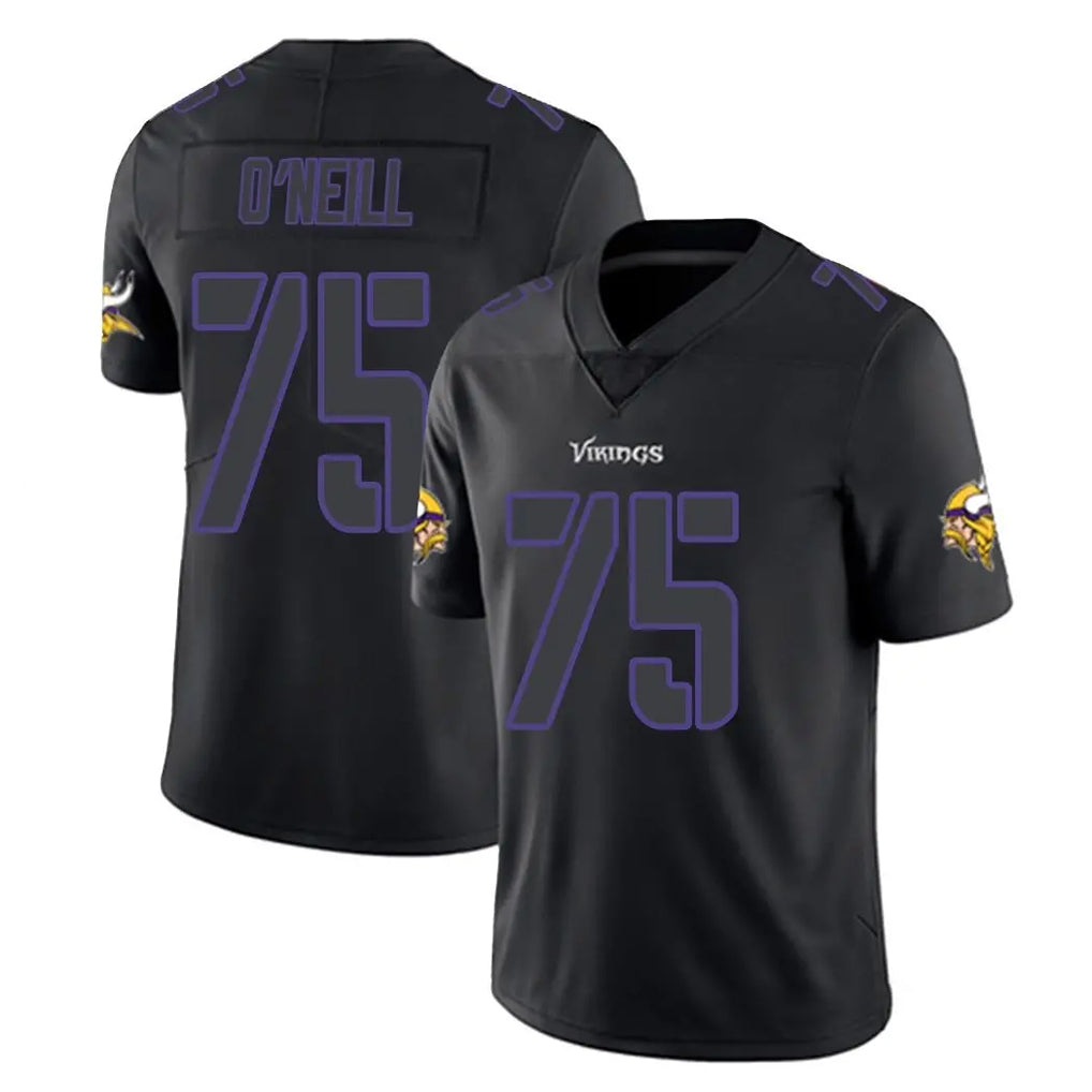 Tocy MN.Vikings #75 Brian O'Neill Player Black Impact LImited Home Game Stitched Jerseys