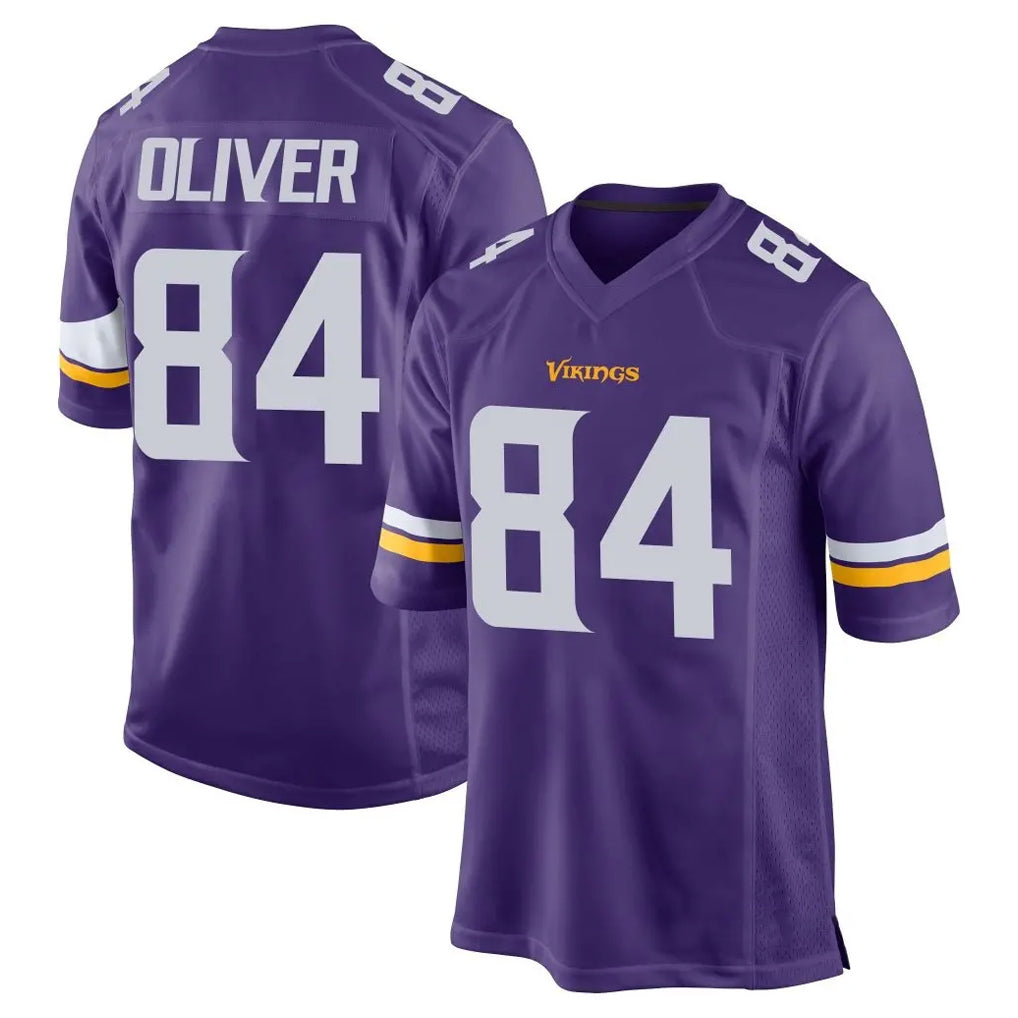 Tocy MN.Vikings #84 Josh Oliver Player Purple Home Game Stitched Jerseys