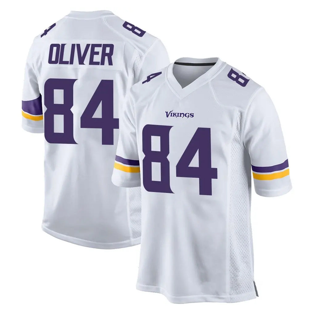 Tocy MN.Vikings #84 Josh Oliver Player White Home Game Stitched Jerseys