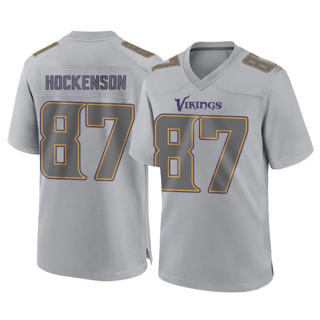 Tocy MN.Vikings #87 T.J. Hockenson Player Gray Atmosphere Fashion Home Game Stitched Jerseys