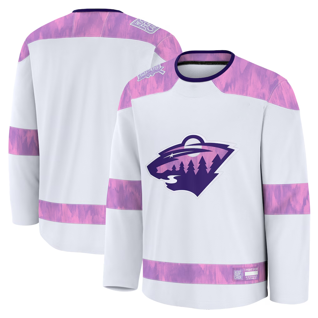 Tocy M.Wild White 2024 Hockey Fights Cancer Practice Jerseys