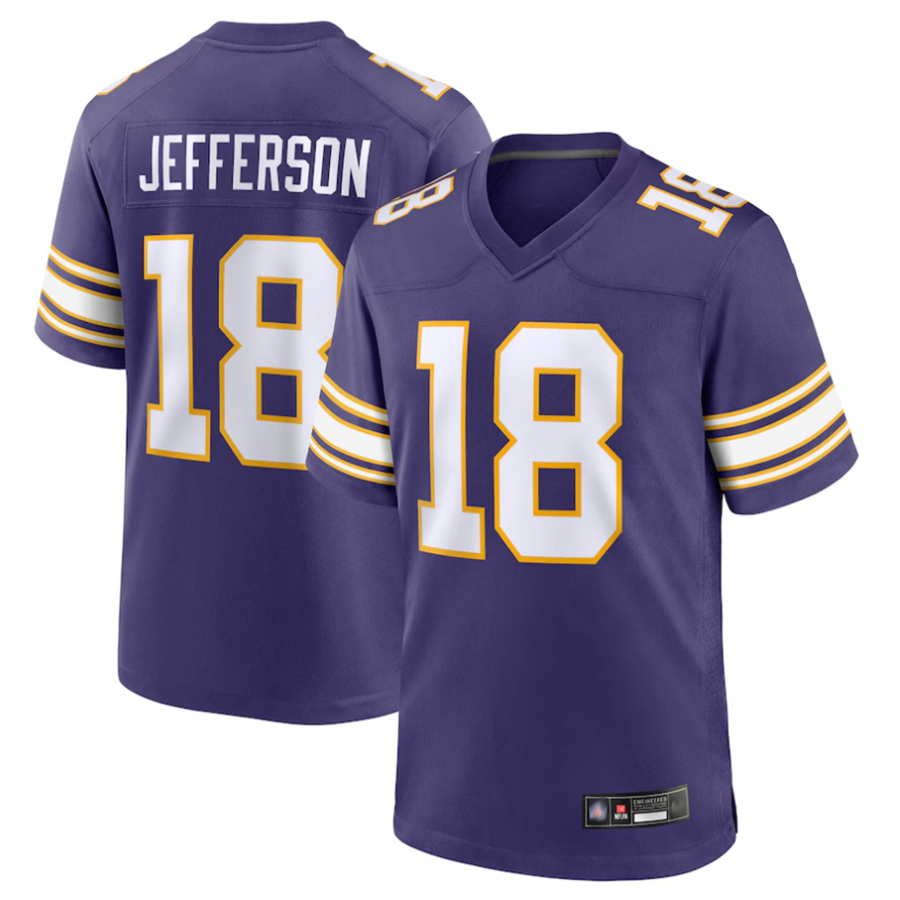 tocy MN.Vikings #18 Justin Jefferson Player Purple Classic Limited Game Stitched Jerseys