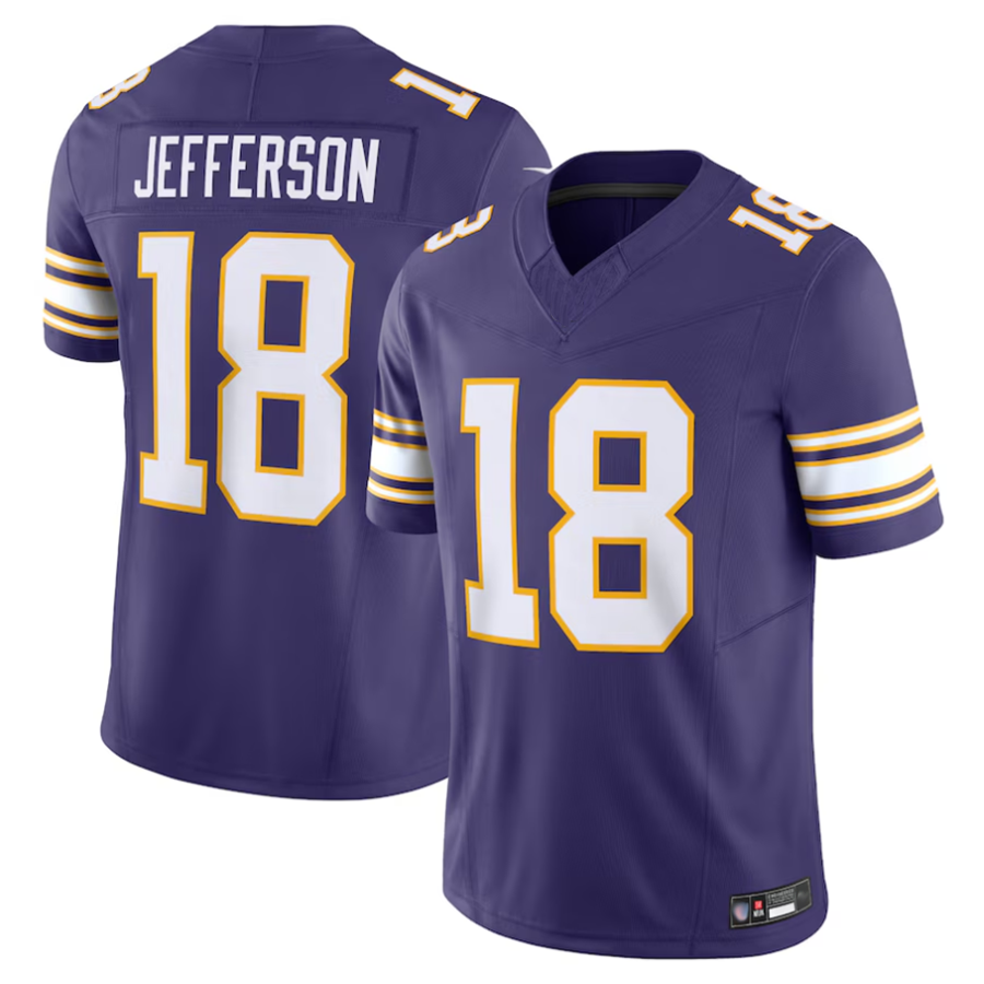 tocy MN.Vikings #18 Justin Jefferson Player Purple Vapor F.U.S.E. Limited Stitched Jerseys