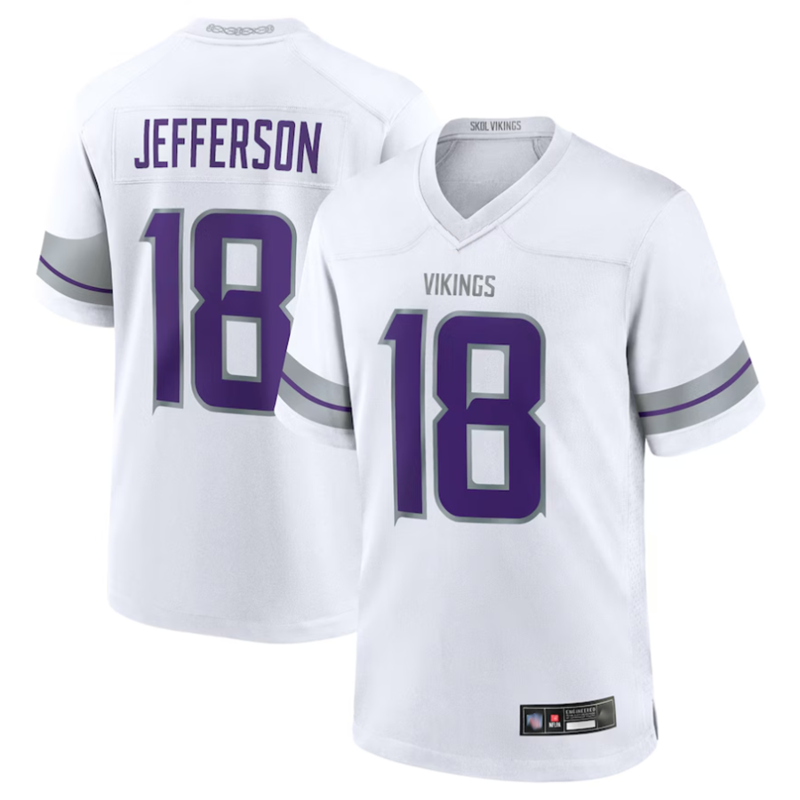tocy MN.Vikings #18 Justin Jefferson Player White Replica Game Stitched Jerseys