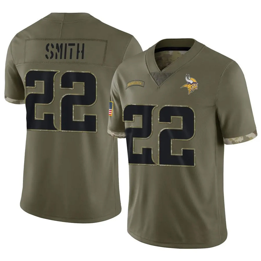 tocy MN.Vikings #22 Harrison Smith Player Salute To Service Limited Olive Stitched Jerseys