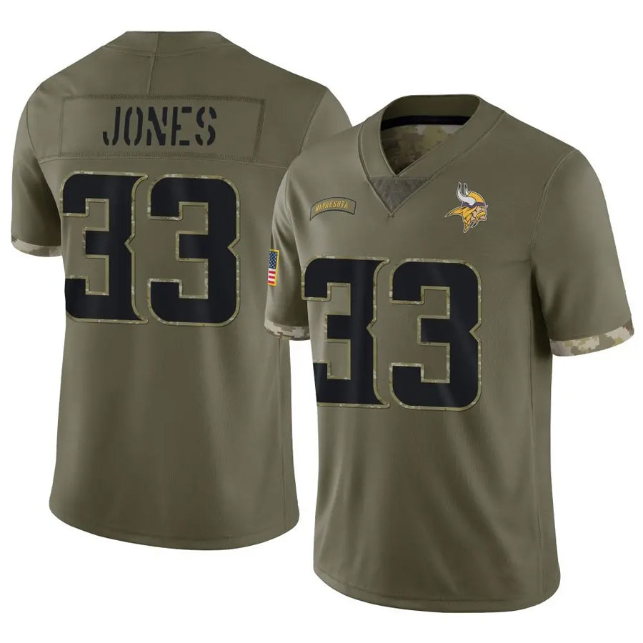 tocy MN.Vikings #33 Aaron Jones Player Salute To Service Limited Olive Stitched Jerseys