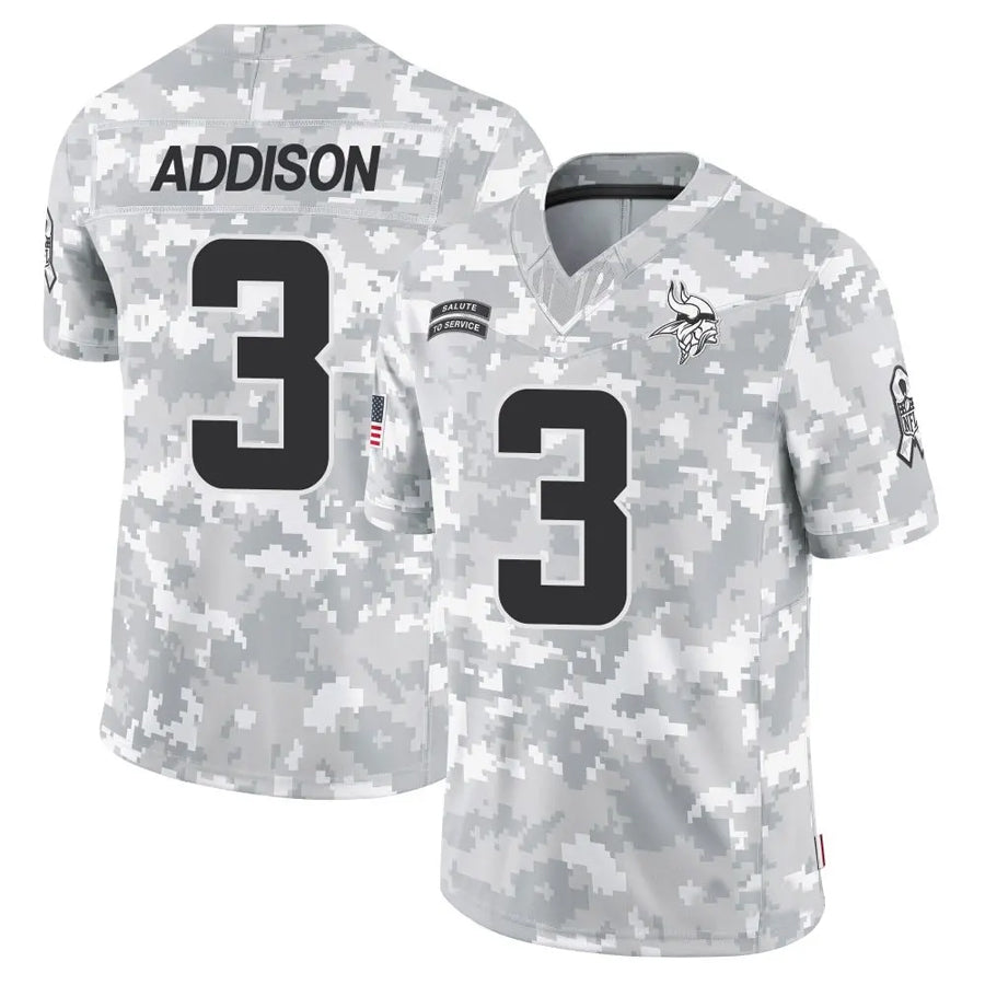 tocy MN.Vikings #3 Jordan Addison Player Arctic Camo Salute to Service Limited Stitched Jerseys