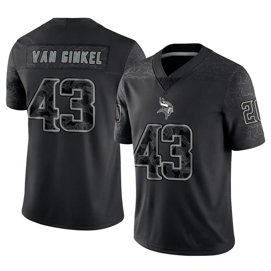 tocy MN.Vikings #43 Andrew Van Ginkel Player Black REFLECTIVE Limited Stitched Jerseys