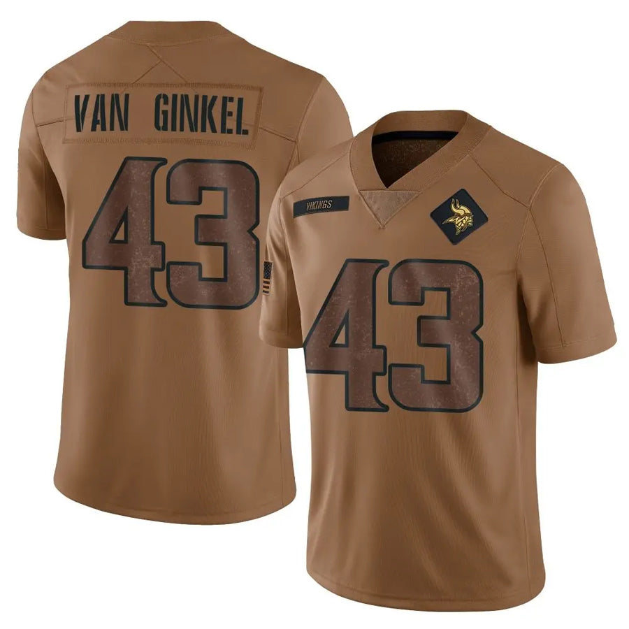 tocy MN.Vikings #43 Andrew Van Ginkel Player Brown Salute To Service Limited Stitched Jerseys