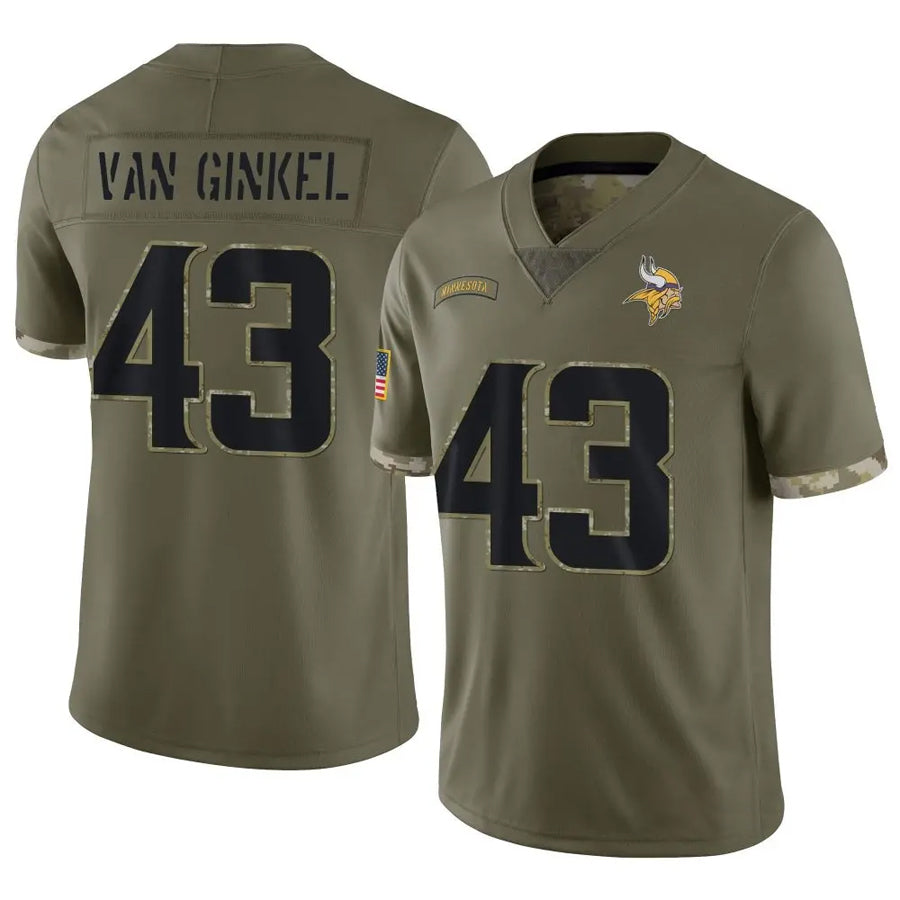 tocy MN.Vikings #43 Andrew Van Ginkel Player Salute To Service Limited Olive Stitched Jerseys